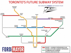 The Ford plan envisions 32 kilometres of new subways at projected cost of $9 billion - funded by faeries.